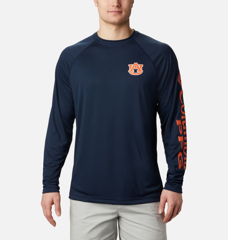 Columbia Mens Collegiate PFG Terminal Tackle Long Sleeve Shirt - Auburn